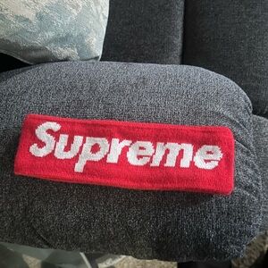 Supreme Red and White Logo Headband
